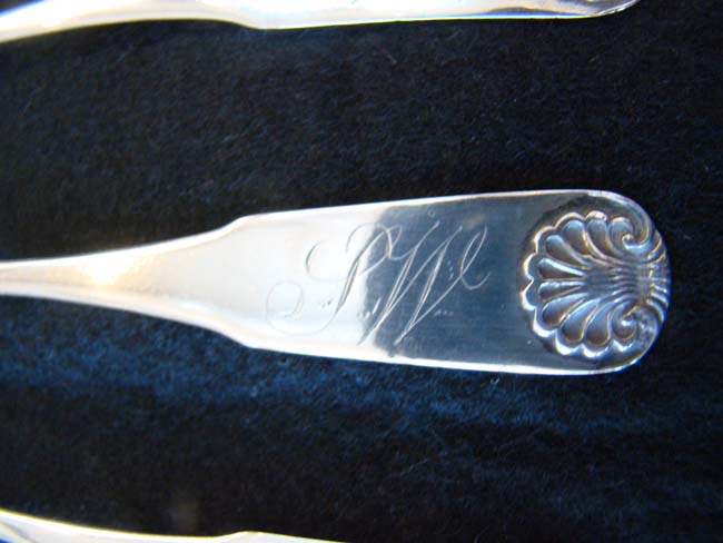 A set of three Coin Silver Teaspoons with scallop shell ends by Shepherd & Boyd of Albany, N.Y., circa 1810. — image 2